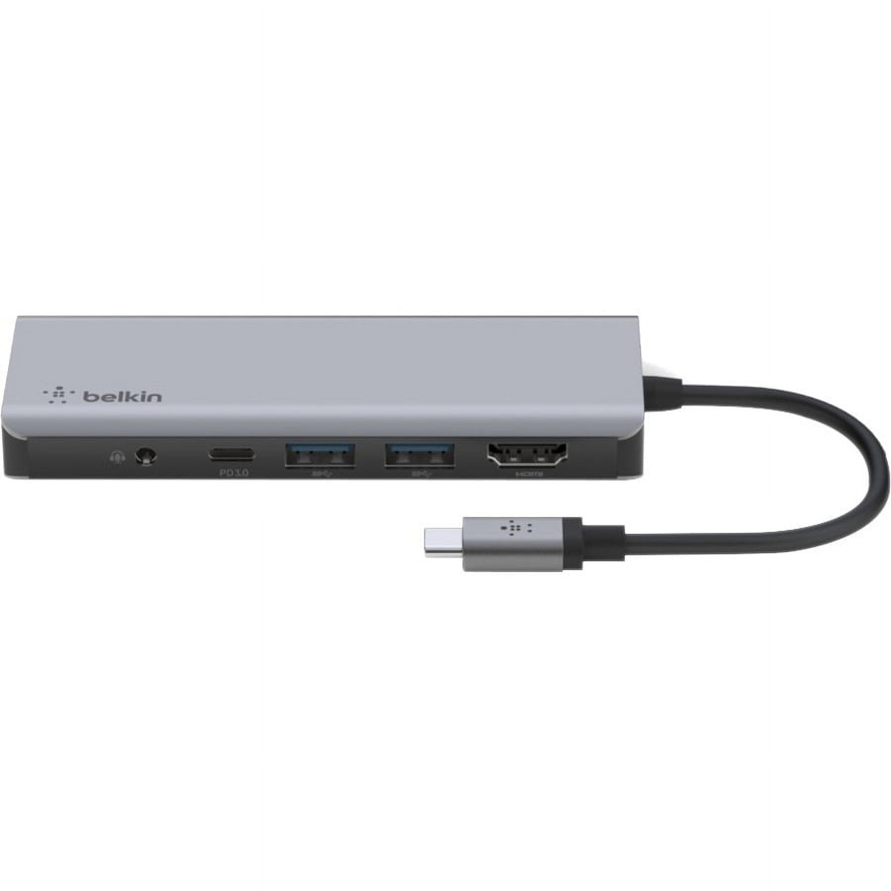 Belkin - USB-C Hub, 7-In-1 Multiport Docking Station - USB-C Docking Station for Macbook & Windows - 85W USB-C Power Delivery 3.0, 4K HDMI 1.4,2X USB-A 3.0, SD 3.0,Micro SD 3.0, & 3.5Mm Audio Jack, Gray - Serious Techies