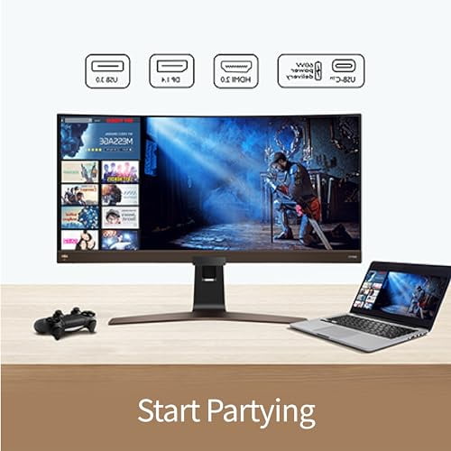 BenQ - EW3880R Premium Curved Ultrawide Monitor 38" WQHD W/ Remote | IPS | 2300R Curve | Hdri | Eye-Care Tech | Height, Swivel & Tilt | 2.1Ch W/ 8W Subwoofer | Displayport |HDMI | USB-C | USB Hub,Black - Serious Techies