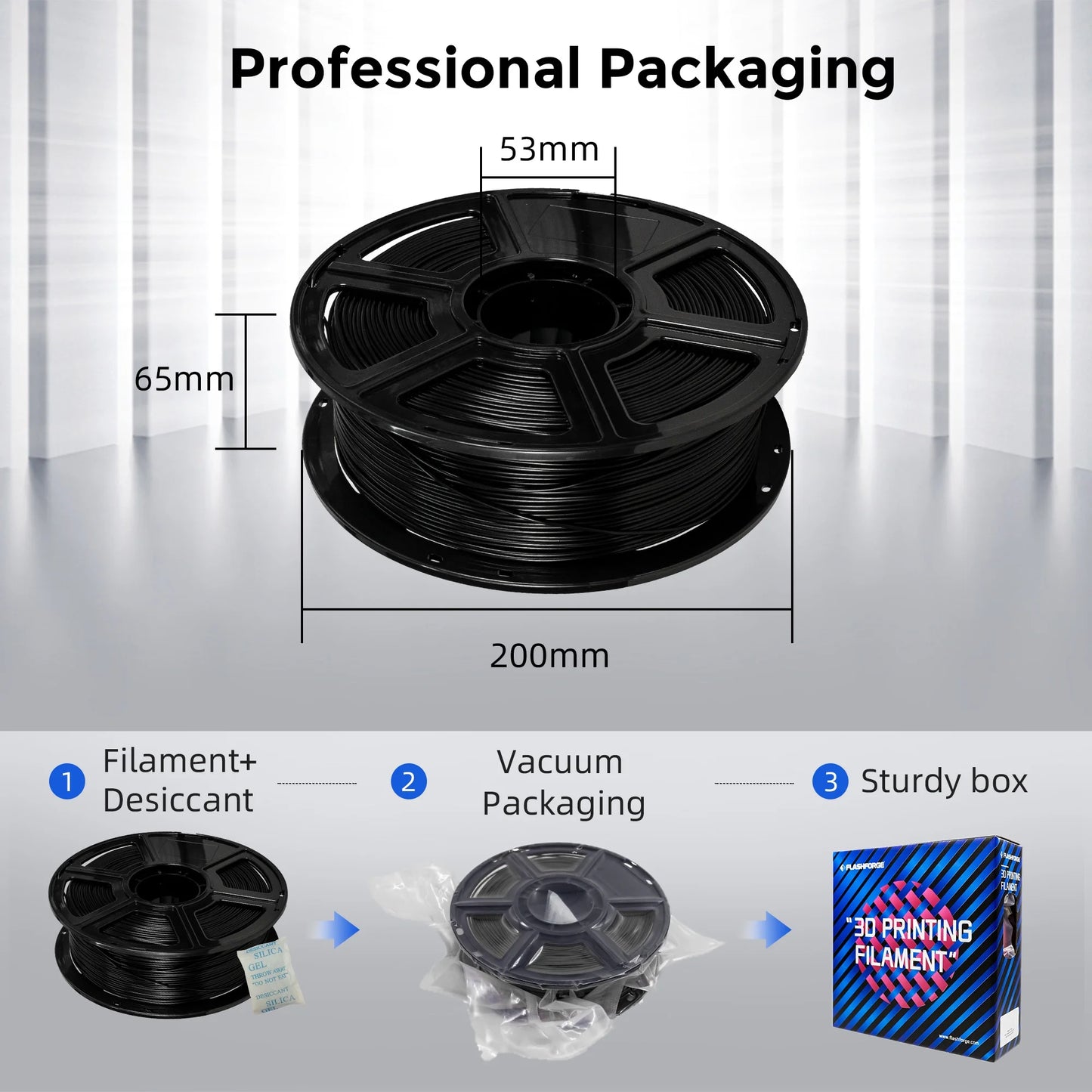 Flashforge - PLA Filament 1.75Mm, 1Kg/2.2Lbs PLA 3D Printer Filament, Black - Serious Techies