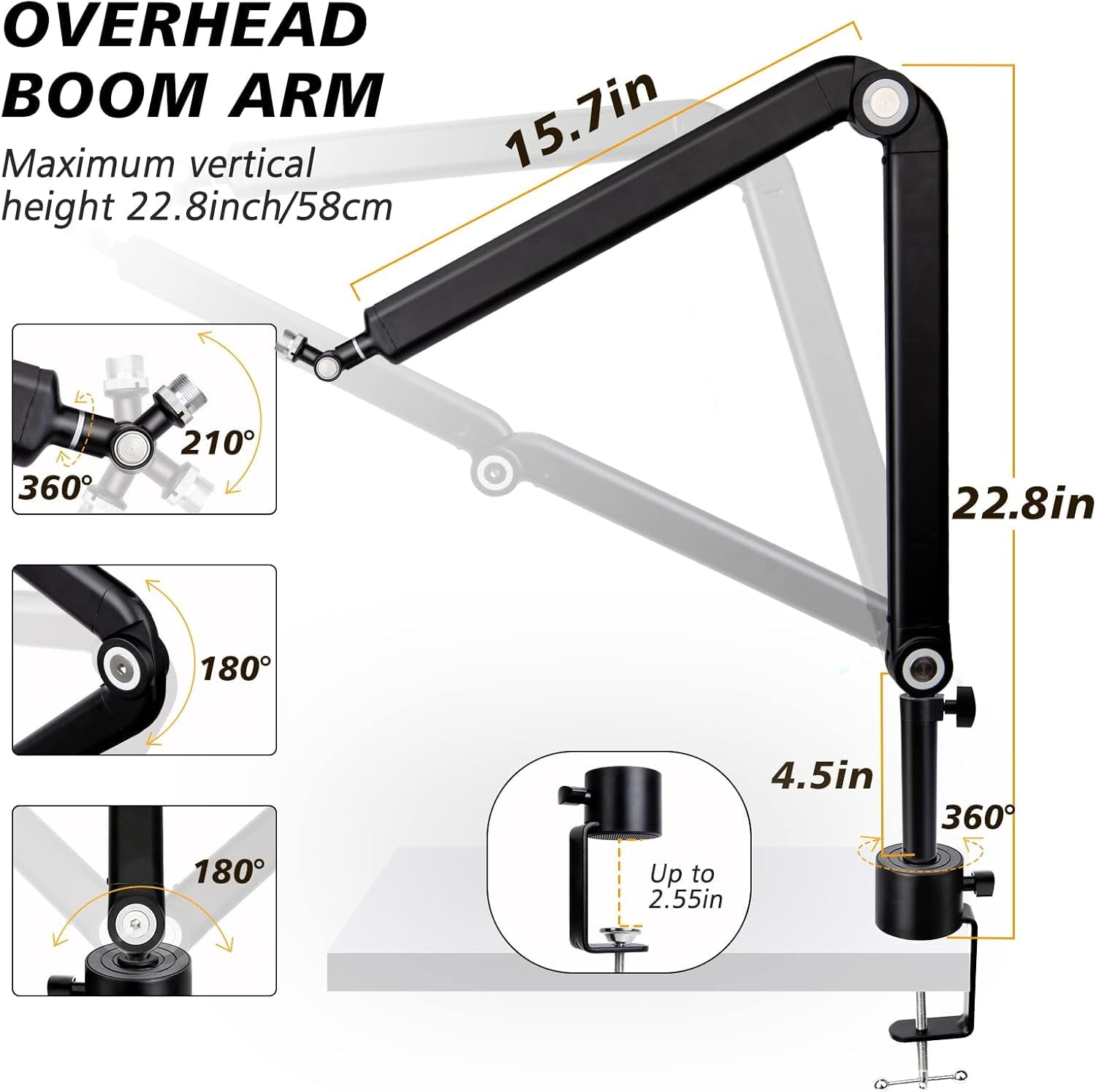 Blue Yeti - Boom Arm with Extension Tube - Mic Boom Arm Compatible with Hyperx Quadcast, Weighted Metal Height Adjustment Arm for Quadcast,Blue Yeti,Shure Mv7,Rode and Most Gaming Mics - Serious Techies