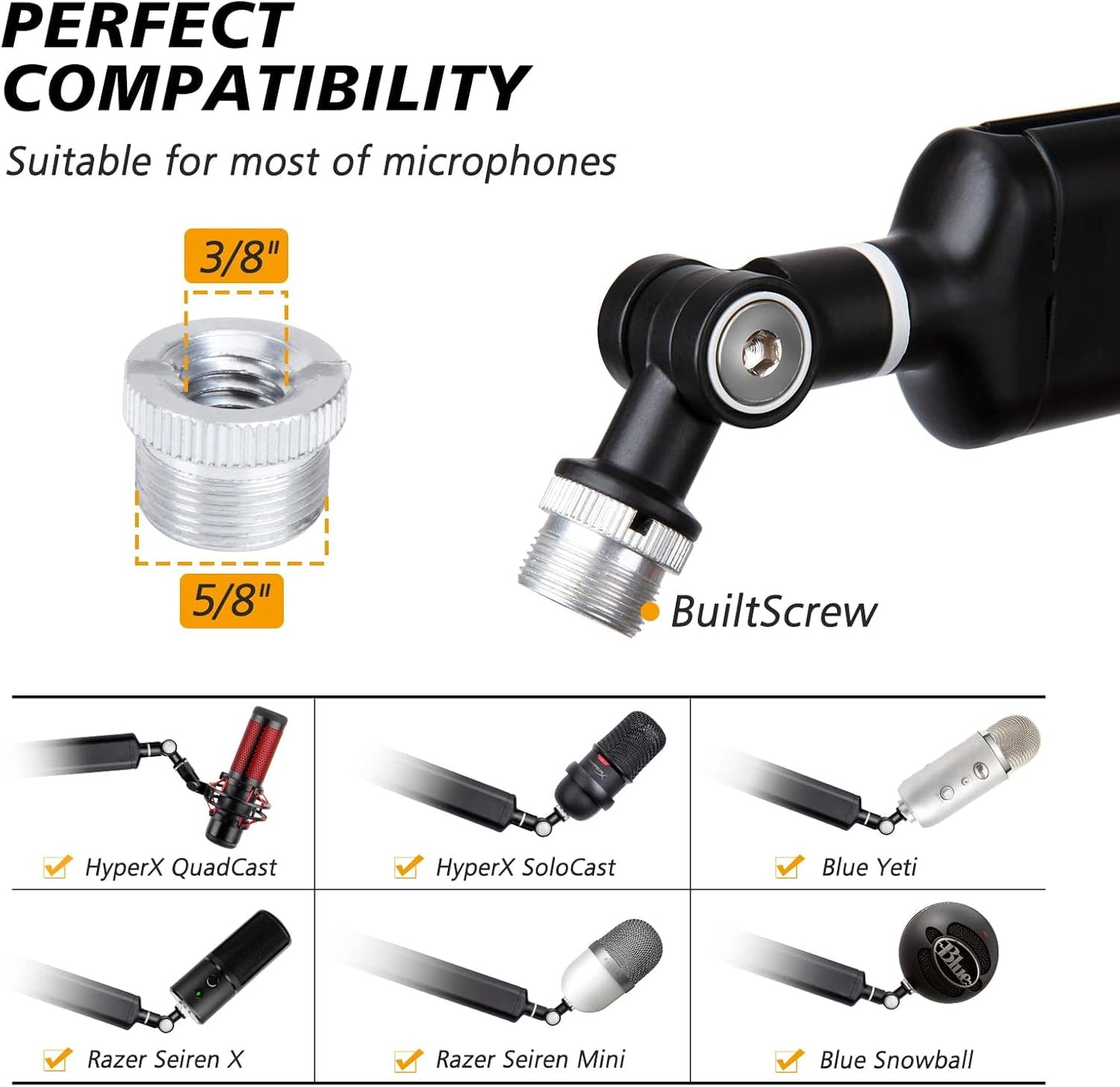 Blue Yeti - Boom Arm with Extension Tube - Mic Boom Arm Compatible with Hyperx Quadcast, Weighted Metal Height Adjustment Arm for Quadcast,Blue Yeti,Shure Mv7,Rode and Most Gaming Mics - Serious Techies