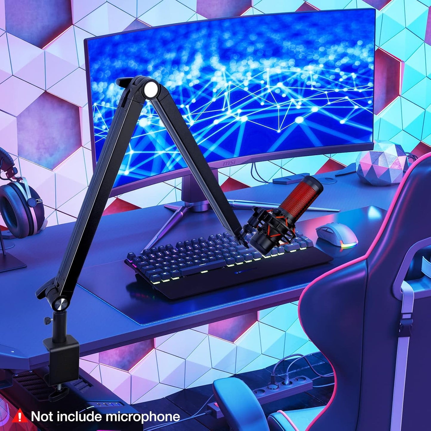 Blue Yeti - Boom Arm with Extension Tube - Mic Boom Arm Compatible with Blue Yeti, Adjustable Boom Height Microphone Stand Mic Arm for Hyperx Quadcast, Shure MV7, Rode, and Most Gaming Mics - Serious Techies