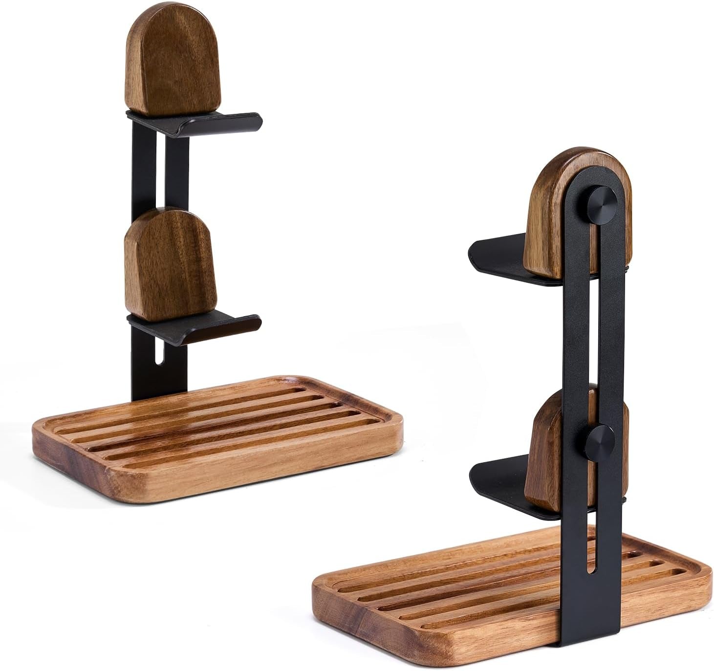  Blingwider - Game Controller Holder 2 Tier,Adjustable Game Controller Stand for Ps/Xbox/Switch/Nintendo,Game Controller Organizer,Accessories Managment on the Desk,Solid Wood,Matte Black - Serious Techies