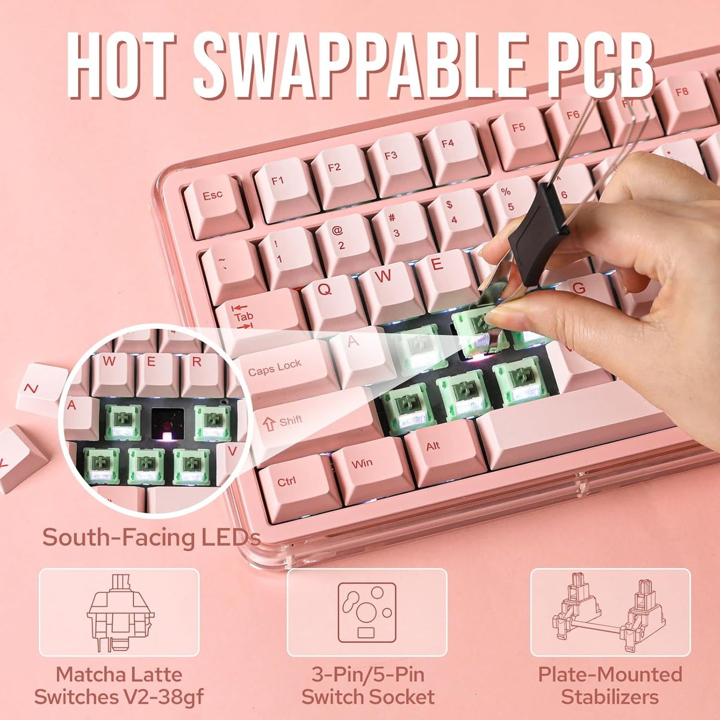 KIIBOOM - CNC Aluminum and Acrylic Design the Breeze 75 Integrates Metallic Elements with Transparent Acrylic to Create a Unique Aesthetic. the Keyboard Features Cherry Profile Dye-Sub PBT Keycaps - Serious Techies