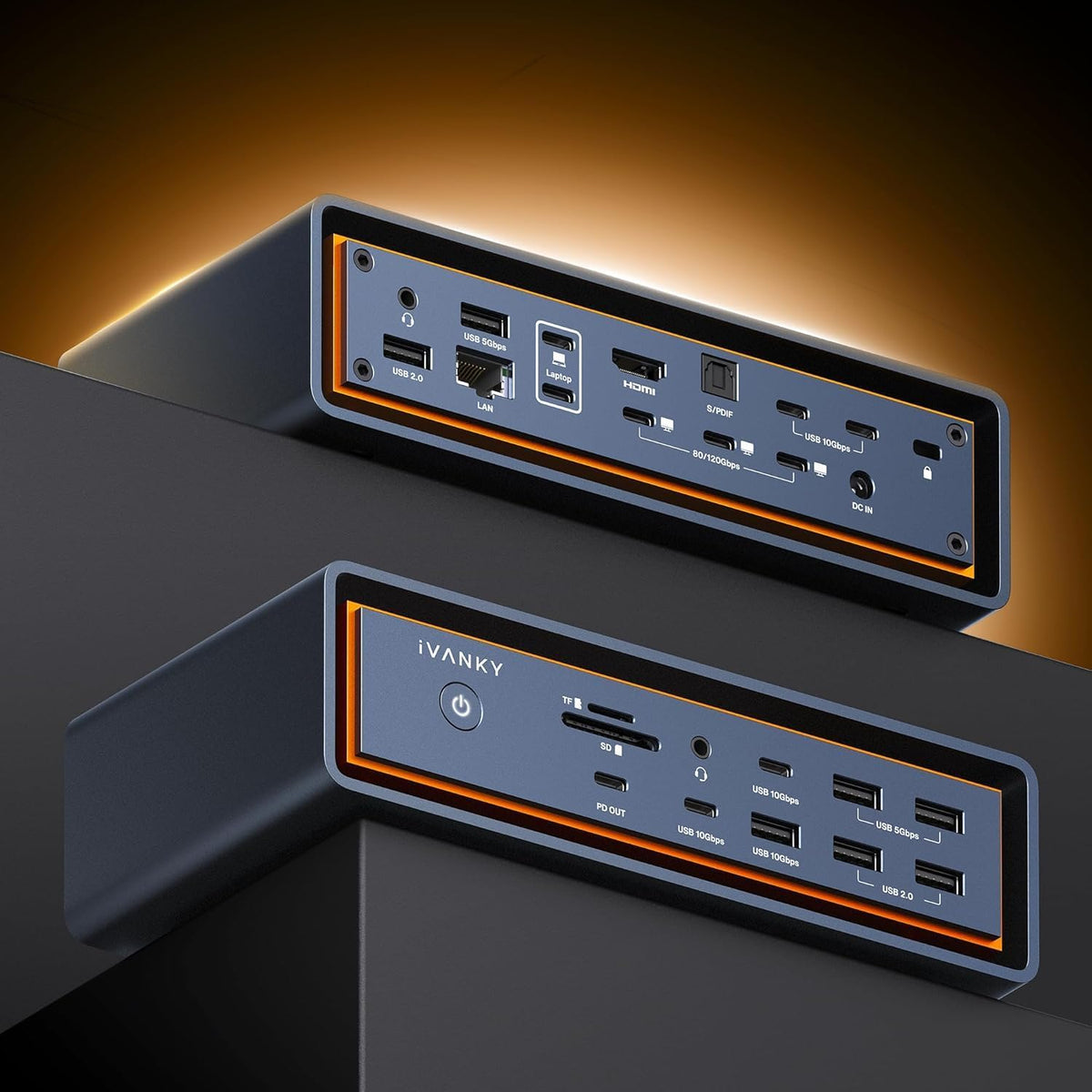 iVANKY - 23-In-1 Intel Certified Thunderbolt 5 Fusiondock Max 2, 120Gbps Macbook Docking Station, Triple 6K@60Hz Display for Mac M1-M5 Pro/Max, 140W PD, 2.5Gbe, Cooling Fan (***Incompatible with Windows***) - Serious Techies