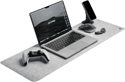 DELTAHUB - Minimalistic Felt Desk Protective Pad, Anti-Fray, Anti-Slip, Easy to Clean, Easy Glide, Long Lasting, Sleek Design, Comfortable, Resistant, Desk Mat, PC, Mac, Laptop - Medium (12X35Inch)