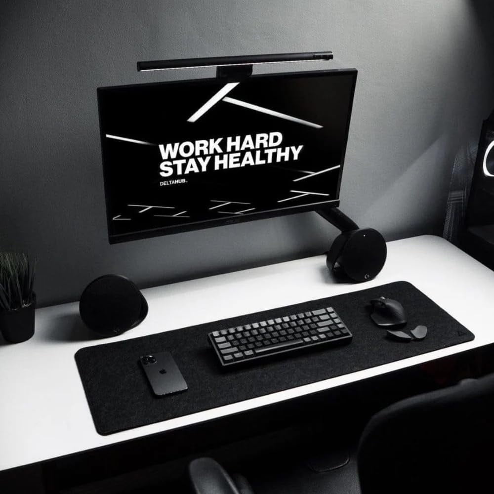 DELTAHUB - Minimalistic Felt Desk Protective Pad, Anti-Fray, Anti-Slip, Easy to Clean, Easy Glide, Long Lasting, Sleek Design, Comfortable, Resistant, Desk Mat, PC, Mac, Laptop - Medium (12X35Inch)