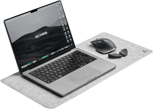 DELTAHUB - Minimalistic Felt Desk Protective Pad, Anti-Fray, Anti-Slip, Easy to Clean, Easy Glide, Long Lasting, Sleek Design, Comfortable, Resistant, Desk Mat, PC, Mac, Laptop - Small (11X25Inch) - Serious Techies