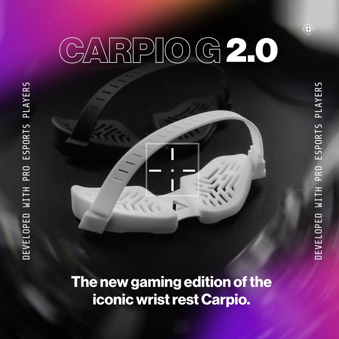 DELTAHUB - Carpio G2.0 - Advanced Ergonomic Right-Handed Gaming Wrist Rest for Mouse - Superior Support for Serious Gamers - Anti-Fatigue, Smooth Glide (Large, Right, White) - Serious Techies