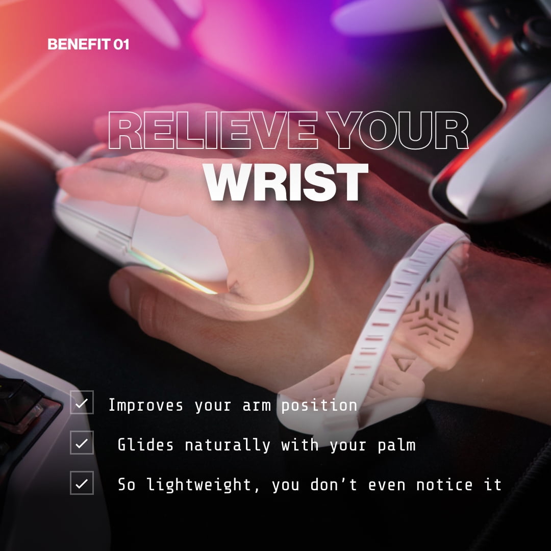 DELTAHUB - Carpio G2.0 - Advanced Ergonomic Right-Handed Gaming Wrist Rest for Mouse - Superior Support for Serious Gamers - Anti-Fatigue, Smooth Glide (Large, Right, White) - Serious Techies