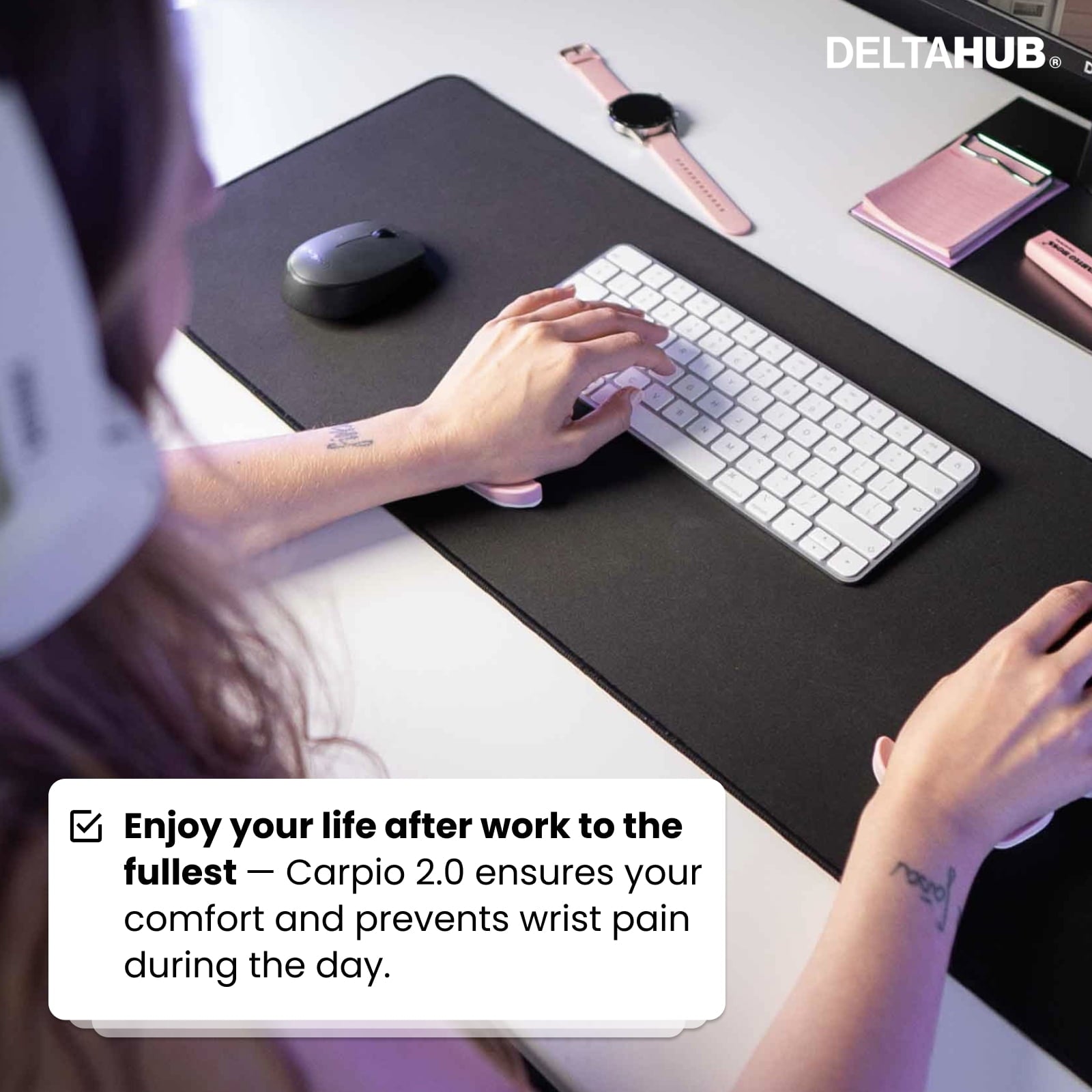 Carpio 2.0 - Left-Handed Truly Ergonomic Wrist Rest for Mouse, Carpal Tunnel Support, Pain Relief, Anti-Fatigue, Easy Glide, Sleek, Office Computer, Laptop, Gaming - Large, White - Serious Techies