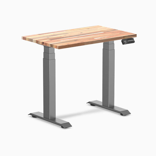 Desky - Dual Mini Softwood Sit Stand Desk - Acacia / 32" X 20" / Space Gray - Serious Techies