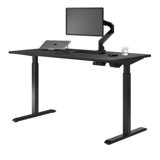 Desky - Single Sit Stand Desk - Black / 59"X29.5" / Black - Serious Techies