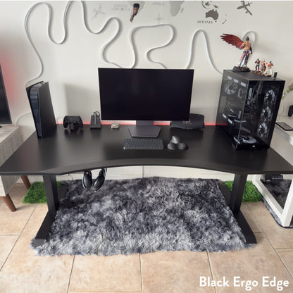 Desky - Dual Ergo Edge Sit Stand Desk - Bamboo / 60 X 30 Inches / Matte Black - Serious Techies