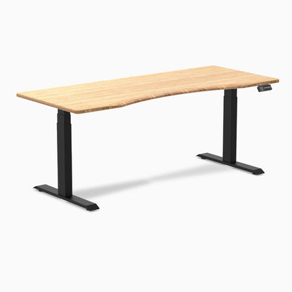 Desky - Dual Ergo Edge Sit Stand Desk - Bamboo / 60 X 30 Inches / Matte Black - Serious Techies