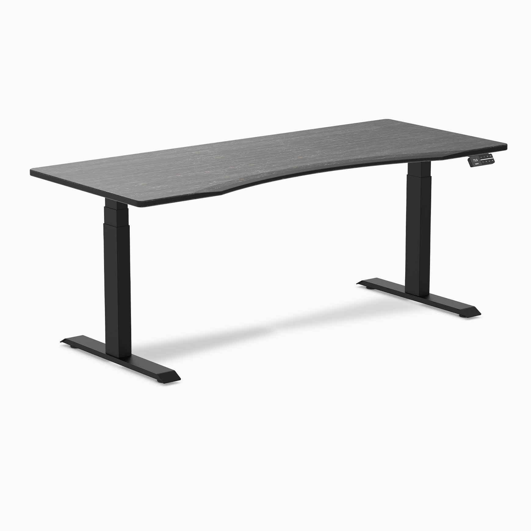 Desky - Dual Ergo Edge Sit Stand Desk - Bamboo / 60 X 30 Inches / Matte Black - Serious Techies