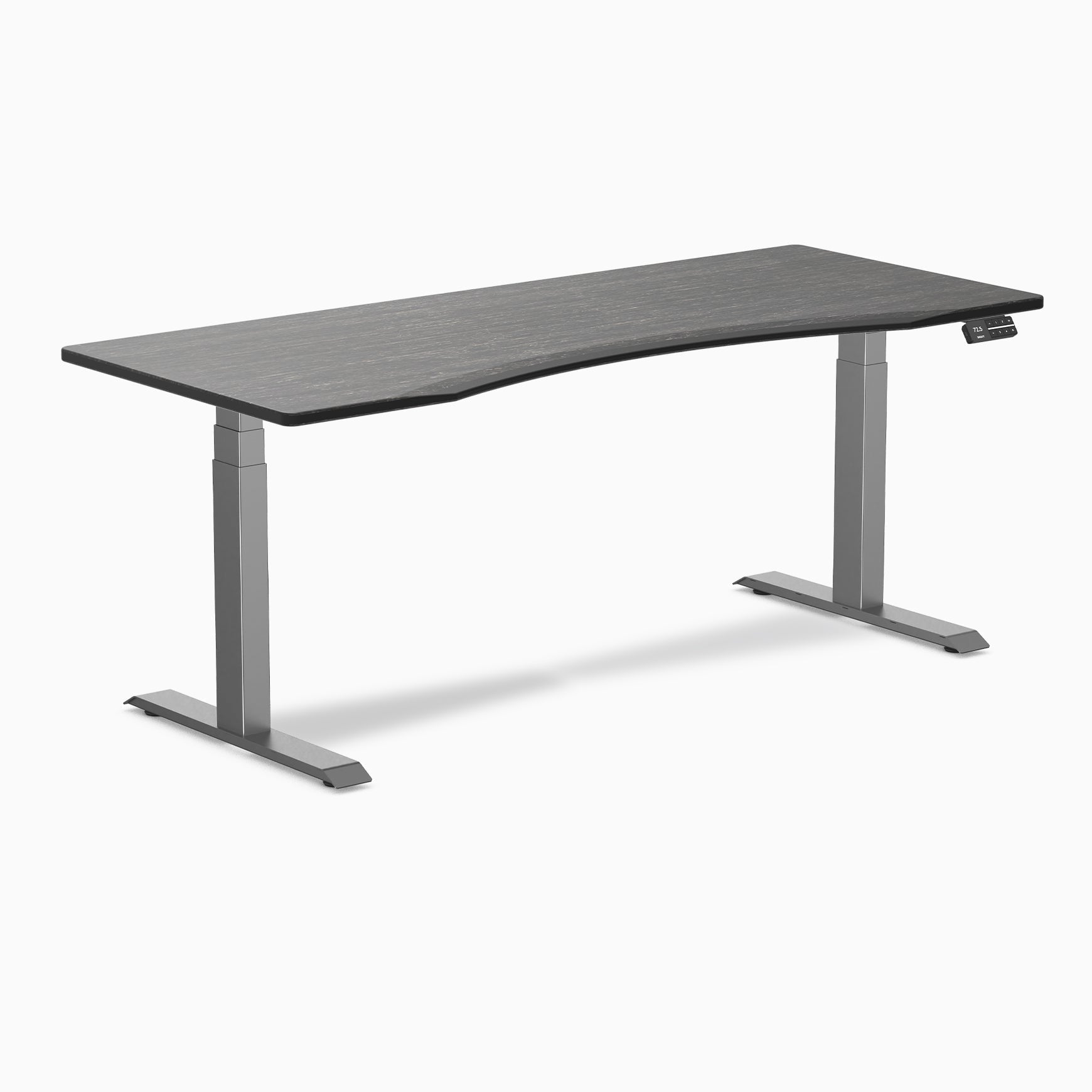 Desky - Dual Ergo Edge Sit Stand Desk - Bamboo / 60 X 30 Inches / Matte Black - Serious Techies