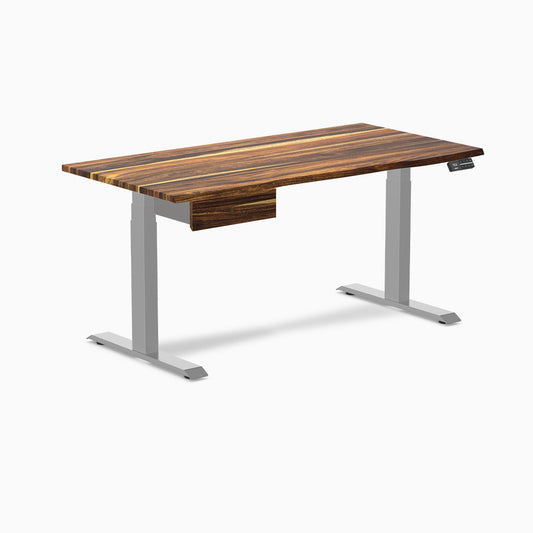 Desky - Dual Hardwood Standing Desk with Drawer - Pheasant wood / 60 X 30 Inches / Gray - Serious Techies
