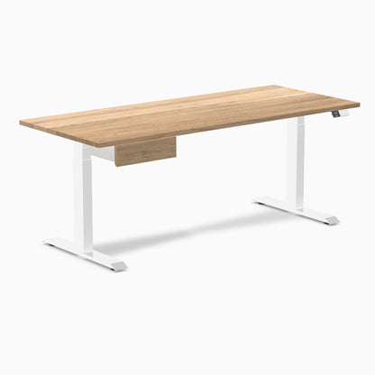 Desky - Dual Hardwood Standing Desk with Drawer - Pheasant wood / 60 X 30 Inches / Gray - Serious Techies