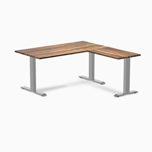 Desky - Zero Hardwood L-Shape Office Desk - Pheasant wood / 60 X 30 X 62 X 20 Inches / Gray - Serious Techies