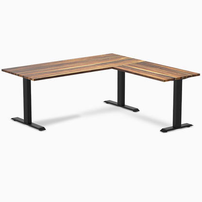 Desky - Zero Hardwood L-Shape Office Desk - Pheasant wood / 60 X 30 X 62 X 20 Inches / Gray - Serious Techies
