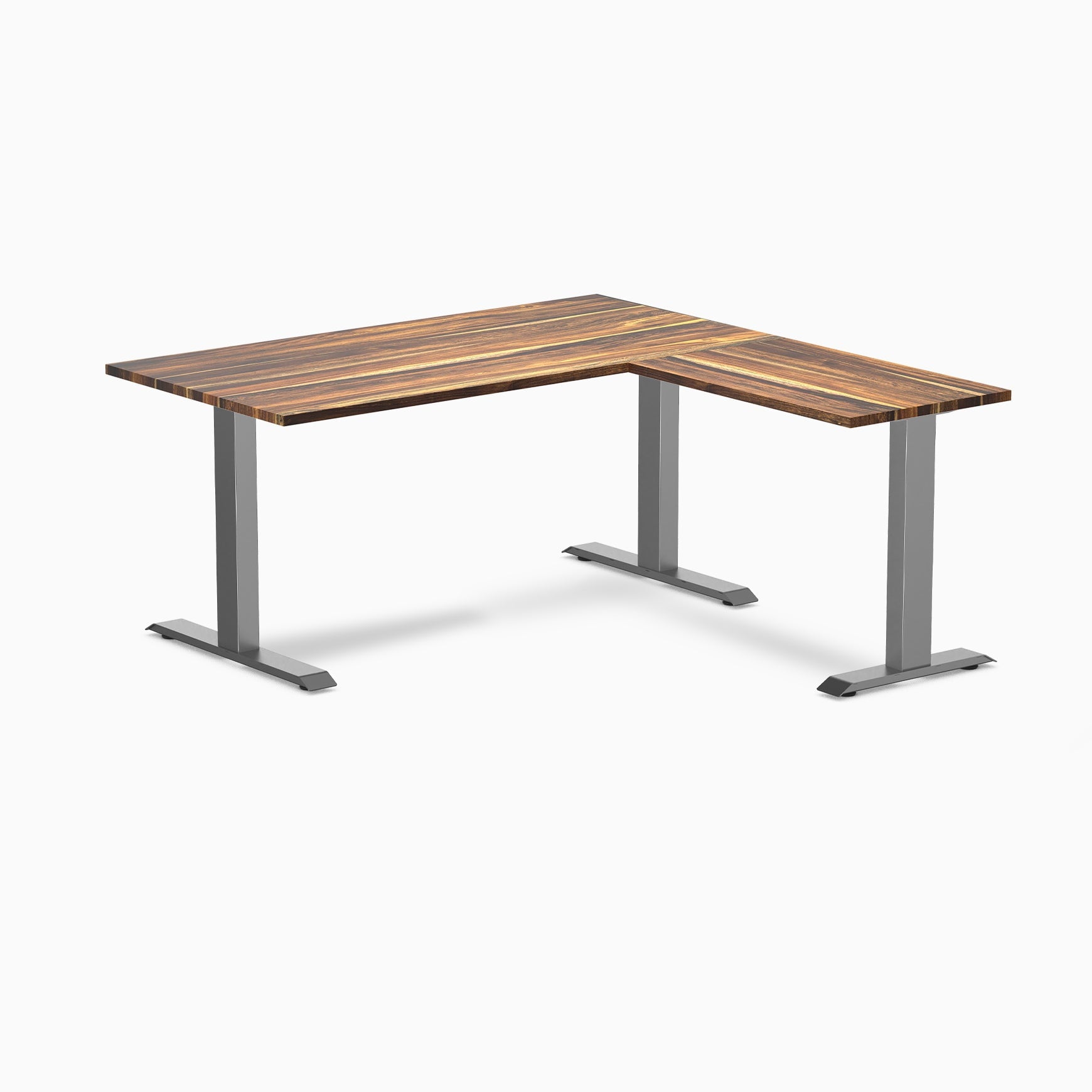 Desky - Zero Hardwood L-Shape Office Desk - Pheasant wood / 60 X 30 X 62 X 20 Inches / Gray - Serious Techies