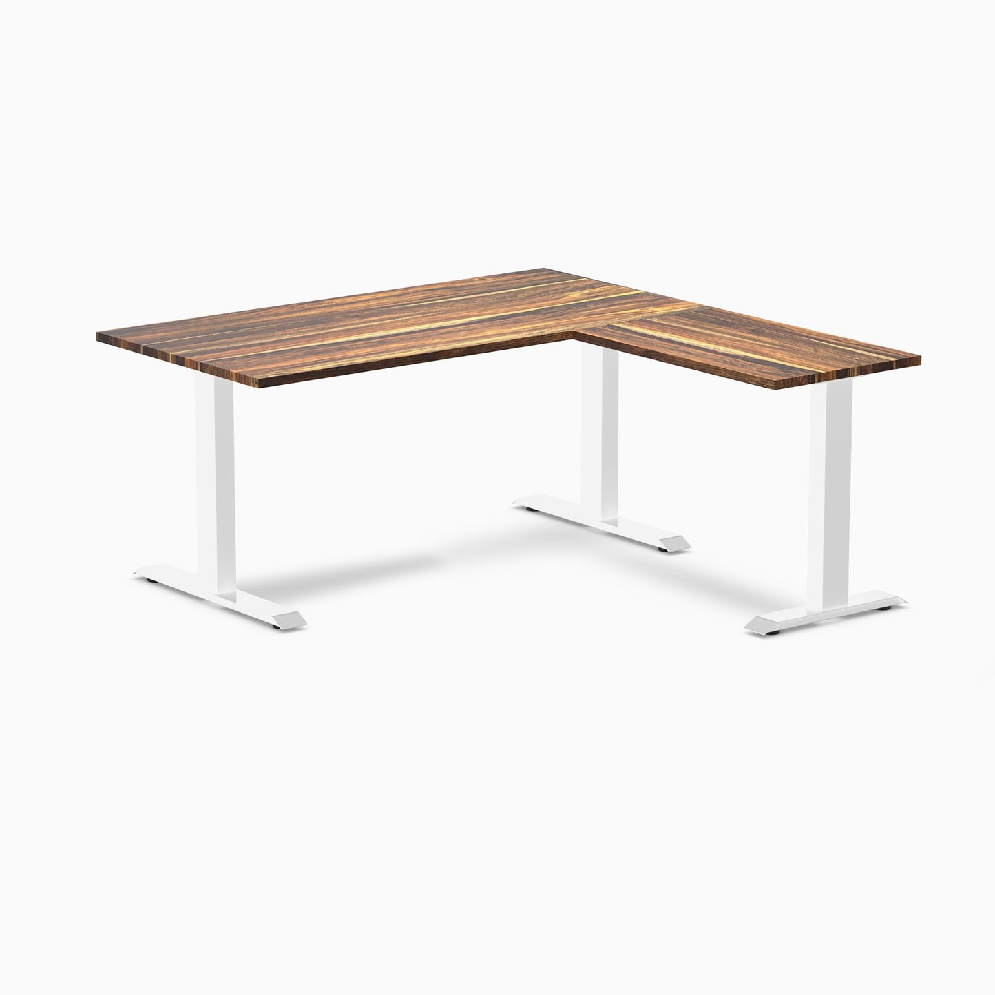 Desky - Zero Hardwood L-Shape Office Desk - Pheasant wood / 60 X 30 X 62 X 20 Inches / Gray - Serious Techies