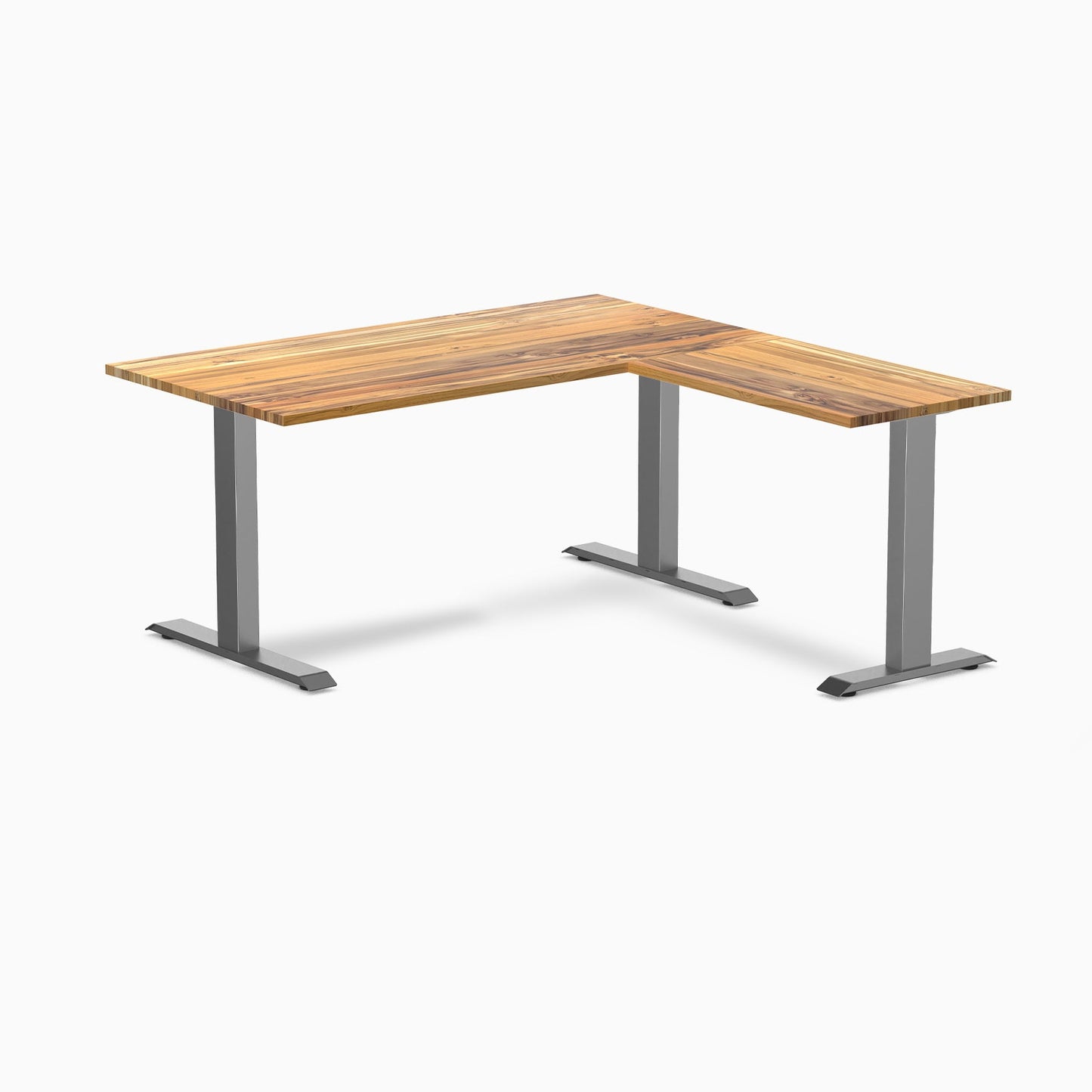 Desky - Zero Hardwood L-Shape Office Desk - Pheasant wood / 60 X 30 X 62 X 20 Inches / Gray - Serious Techies
