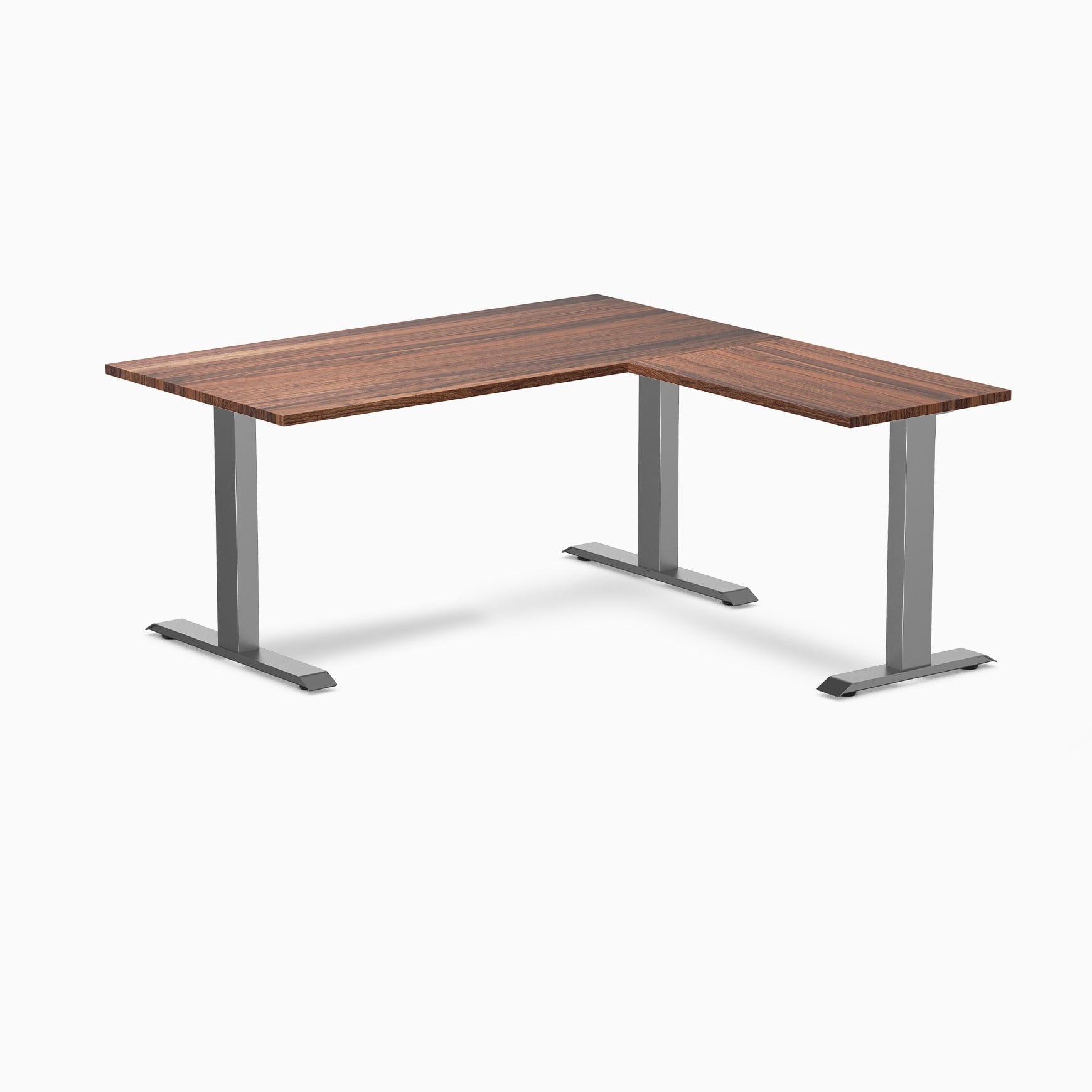 Desky - Zero Hardwood L-Shape Office Desk - Pheasant wood / 60 X 30 X 62 X 20 Inches / Gray - Serious Techies