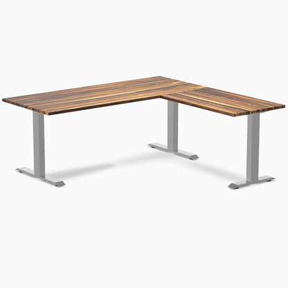 Desky - Zero Hardwood L-Shape Office Desk - Pheasant wood / 60 X 30 X 62 X 20 Inches / Gray - Serious Techies
