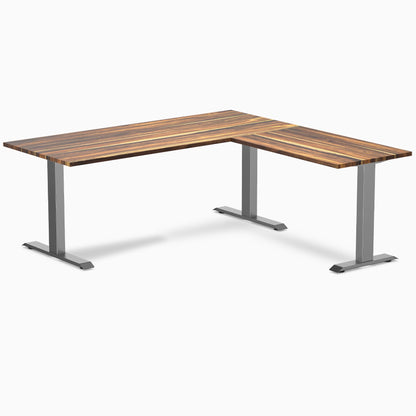 Desky - Zero Hardwood L-Shape Office Desk - Pheasant wood / 60 X 30 X 62 X 20 Inches / Gray - Serious Techies