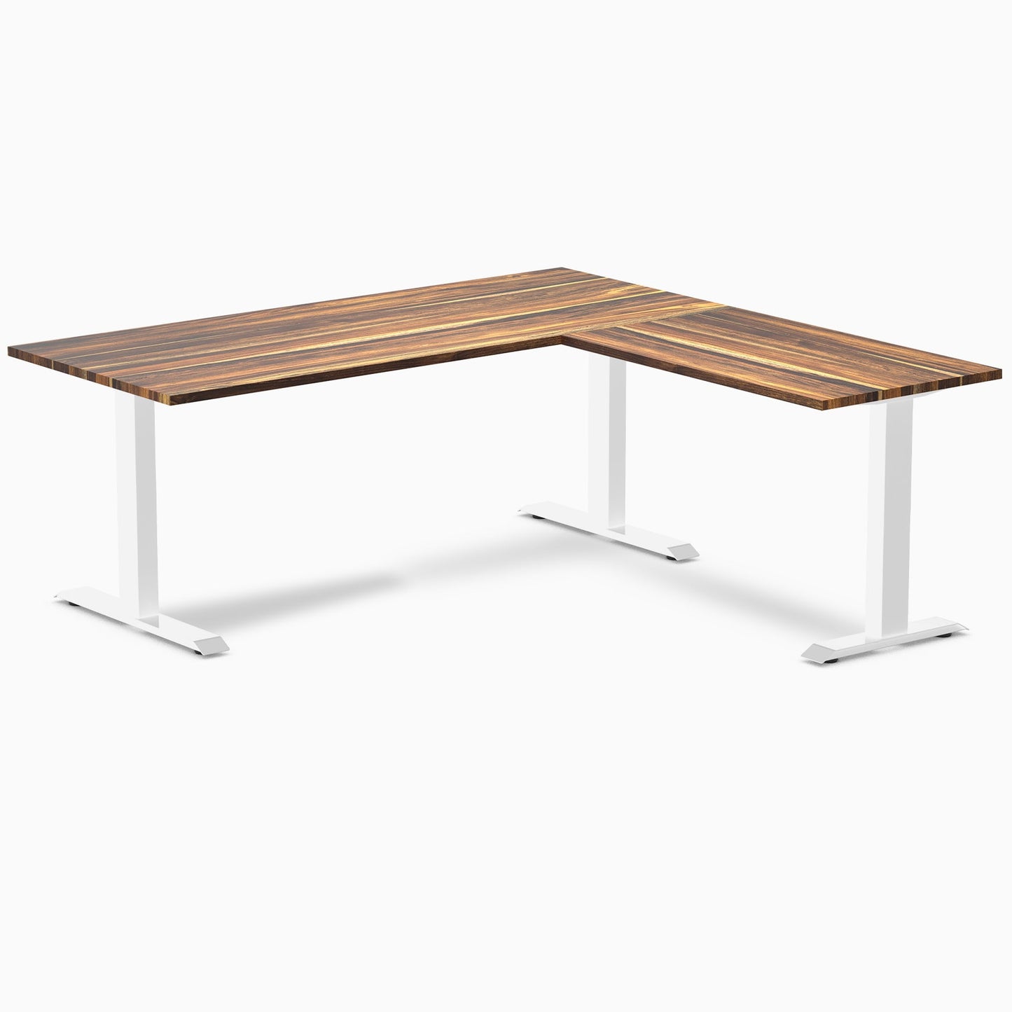 Desky - Zero Hardwood L-Shape Office Desk - Pheasant wood / 60 X 30 X 62 X 20 Inches / Gray - Serious Techies