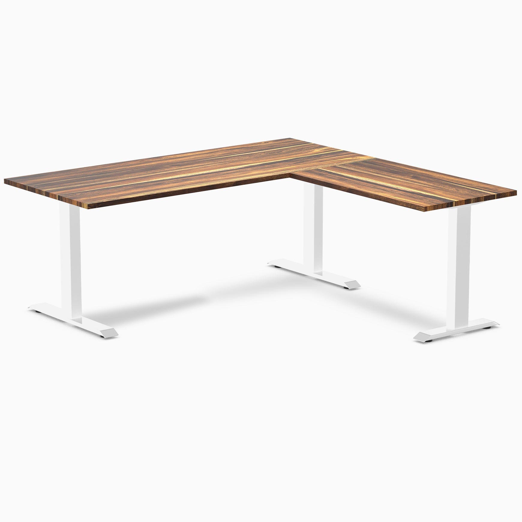 Desky - Zero Hardwood L-Shape Office Desk - Pheasant wood / 60 X 30 X 62 X 20 Inches / Gray - Serious Techies