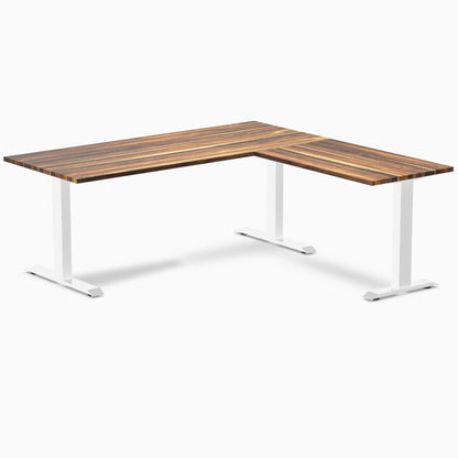 Desky - Zero Hardwood L-Shape Office Desk - Pheasant wood / 60 X 30 X 62 X 20 Inches / Gray - Serious Techies
