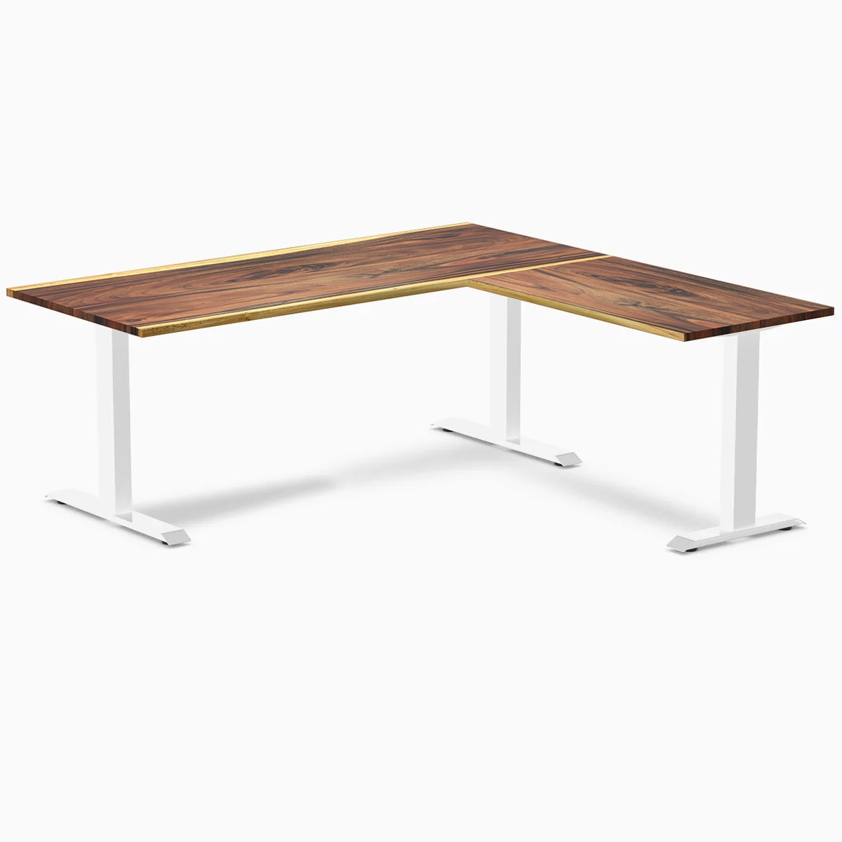 Desky - Zero Hardwood L-Shape Office Desk - Pheasant wood / 60 X 30 X 62 X 20 Inches / Gray - Serious Techies