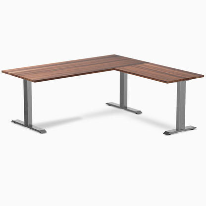 Desky - Zero Hardwood L-Shape Office Desk - Pheasant wood / 60 X 30 X 62 X 20 Inches / Gray - Serious Techies