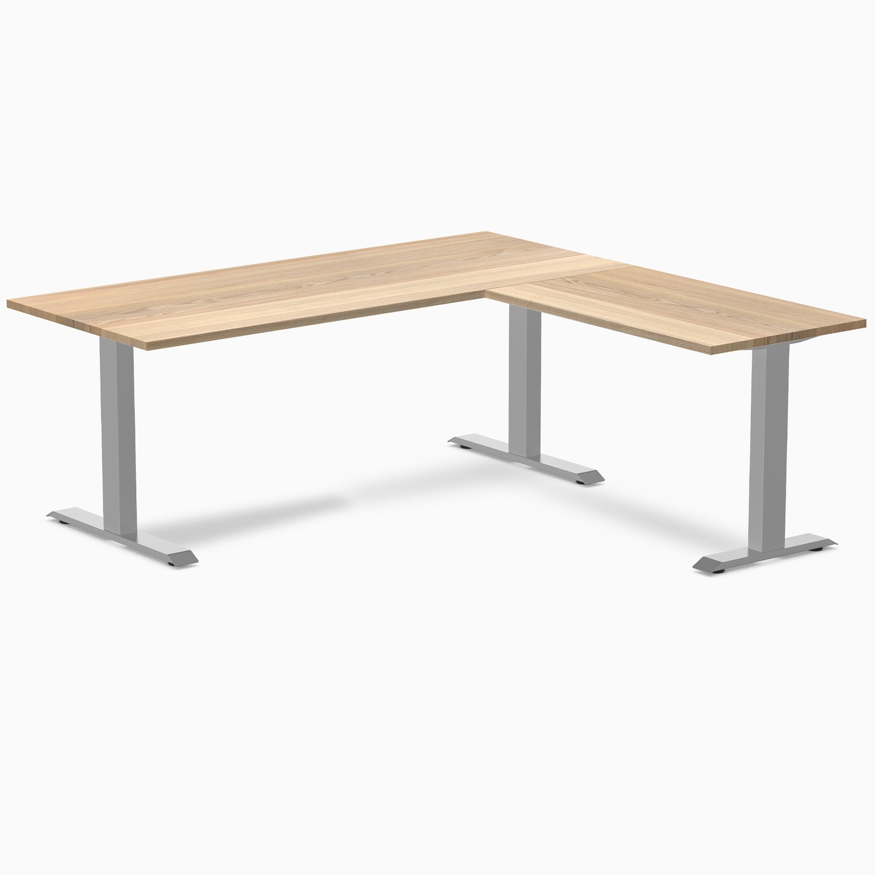 Desky - Zero Hardwood L-Shape Office Desk - Pheasant wood / 60 X 30 X 62 X 20 Inches / Gray - Serious Techies
