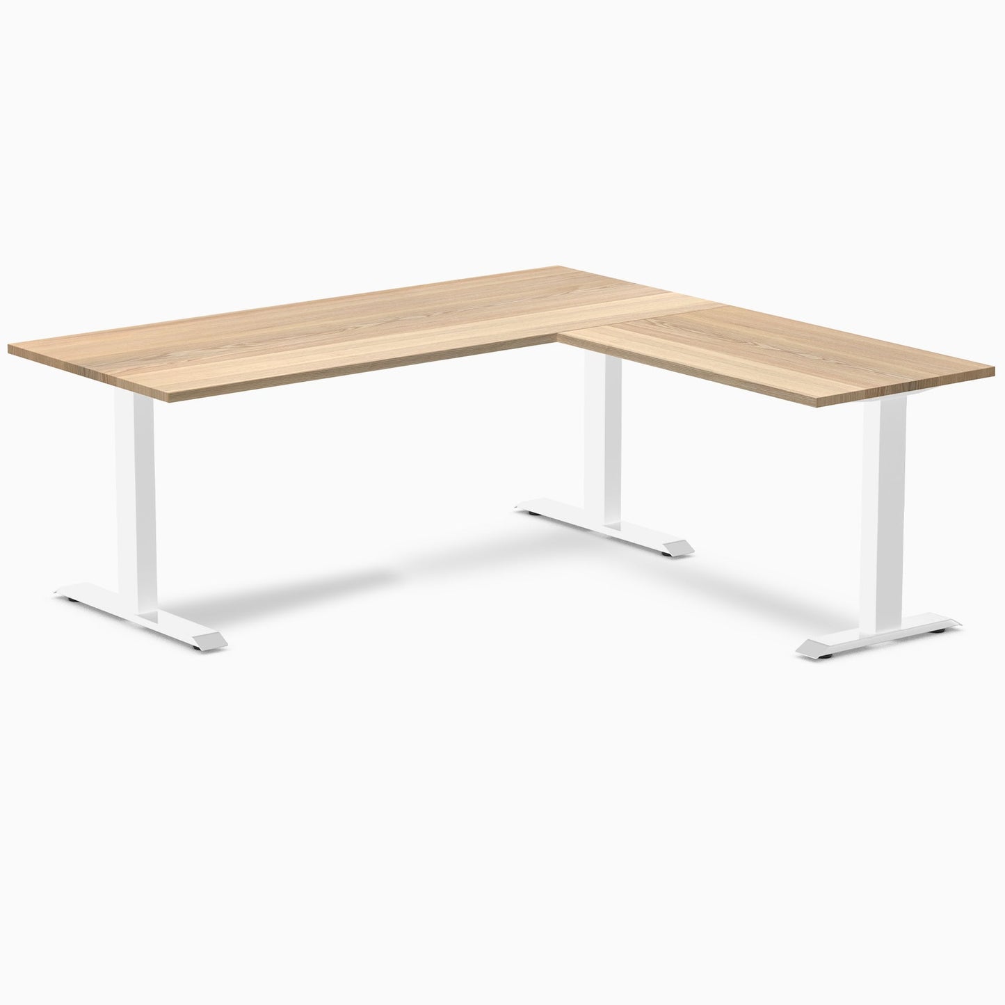 Desky - Zero Hardwood L-Shape Office Desk - Pheasant wood / 60 X 30 X 62 X 20 Inches / Gray - Serious Techies