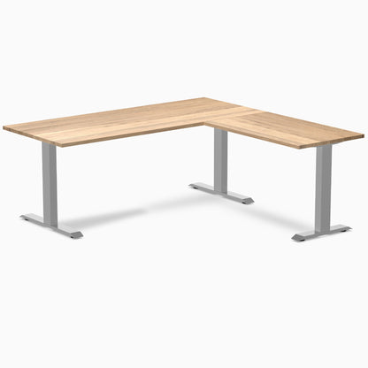 Desky - Zero Hardwood L-Shape Office Desk - Pheasant wood / 60 X 30 X 62 X 20 Inches / Gray - Serious Techies