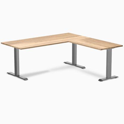 Desky - Zero Hardwood L-Shape Office Desk - Pheasant wood / 60 X 30 X 62 X 20 Inches / Gray - Serious Techies