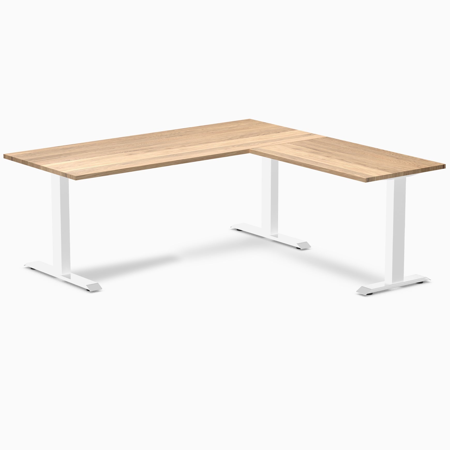 Desky - Zero Hardwood L-Shape Office Desk - Pheasant wood / 60 X 30 X 62 X 20 Inches / Gray - Serious Techies