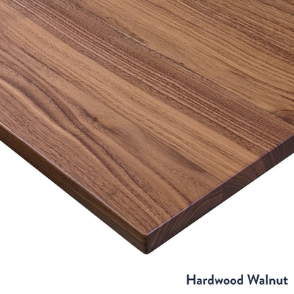 Desky - Hardwood L-Shape Sit Stand Desk - Pheasant wood / 60 X 30 X 62 X 20 Inches / Matte Black - Serious Techies