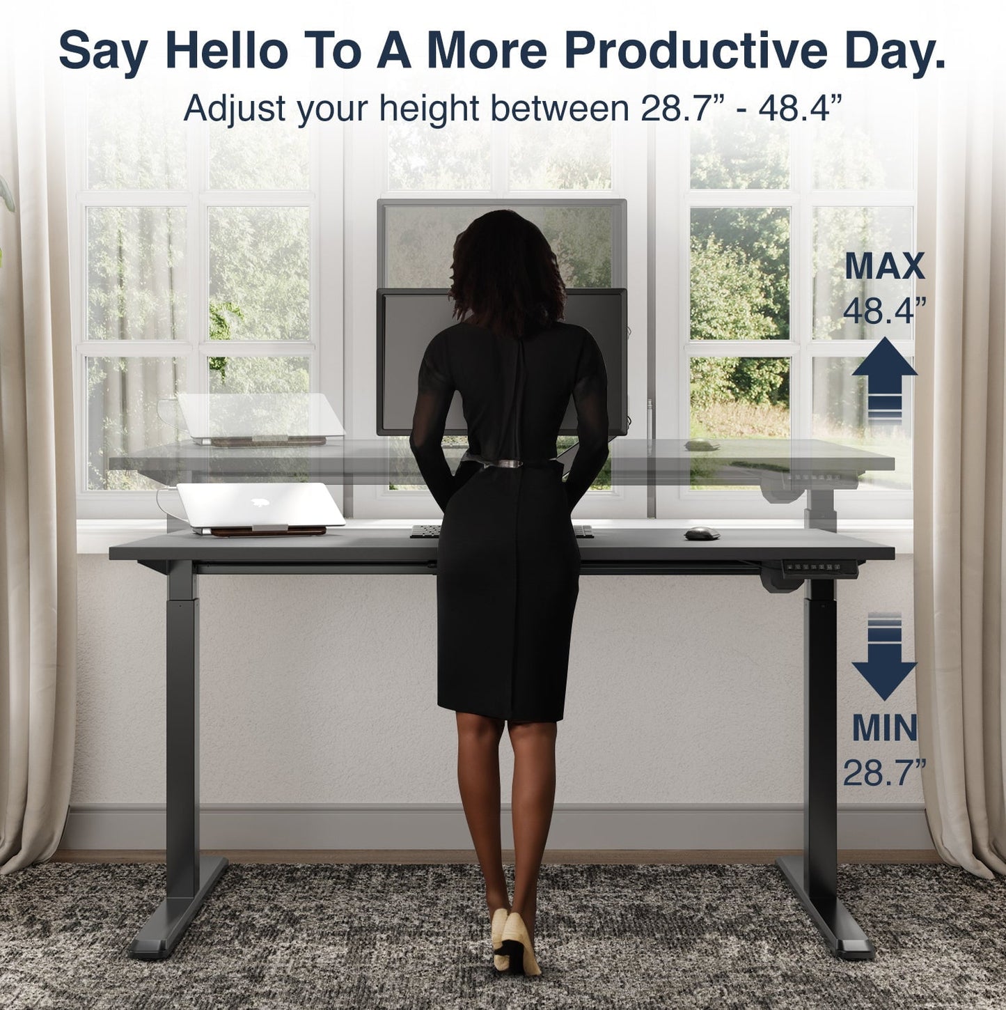 Desky - Single Sit Stand Gaming Desk - Black / 70.9" X 29.5" / Black - Serious Techies