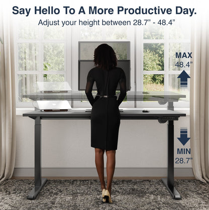 Desky - Single Sit Stand Gaming Desk - Black / 70.9" X 29.5" / Black - Serious Techies