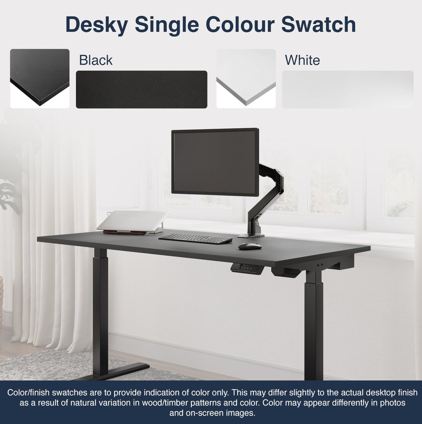 Desky - Single Sit Stand Gaming Desk - Black / 70.9" X 29.5" / Black - Serious Techies
