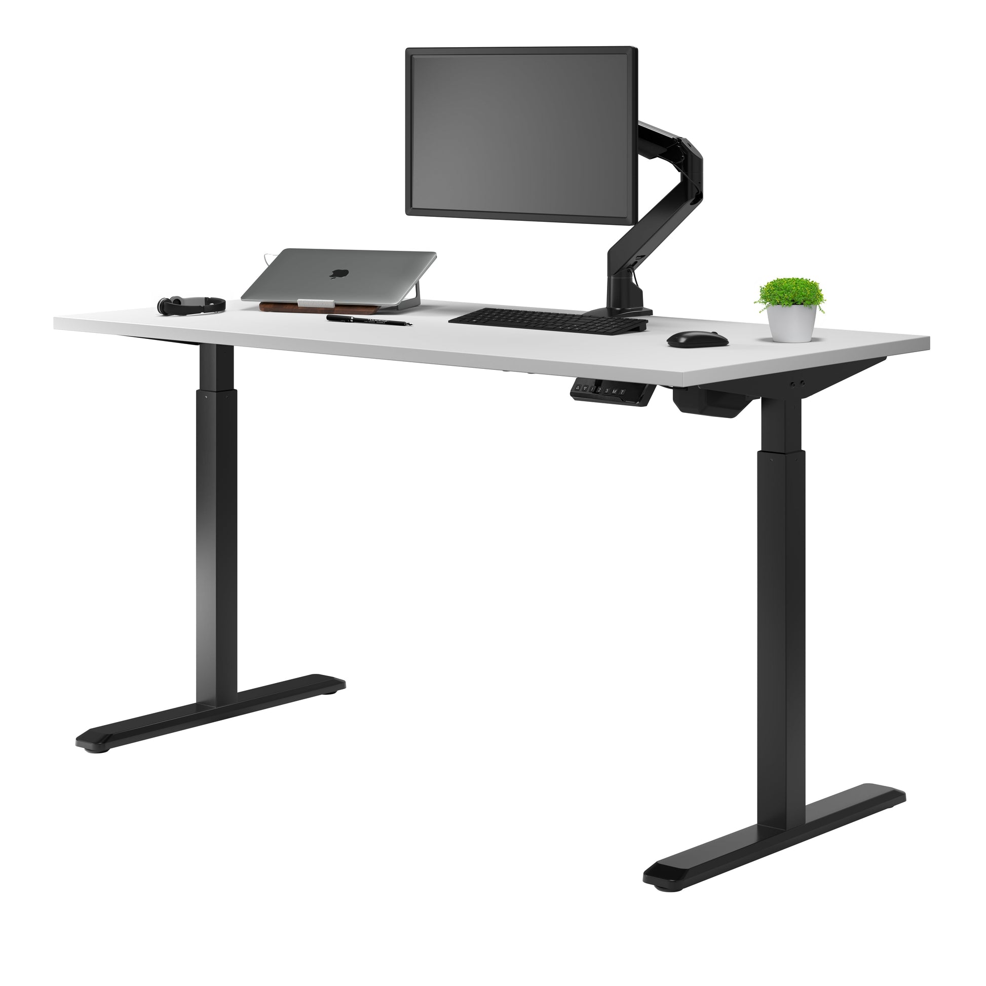 Desky - Single Sit Stand Gaming Desk - Black / 70.9" X 29.5" / Black - Serious Techies