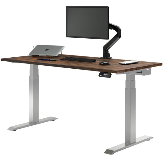 Desky - Dual Hardwood Sit Stand Desk - Pheasant wood / 72 X 30 Inches / Gray - Serious Techies