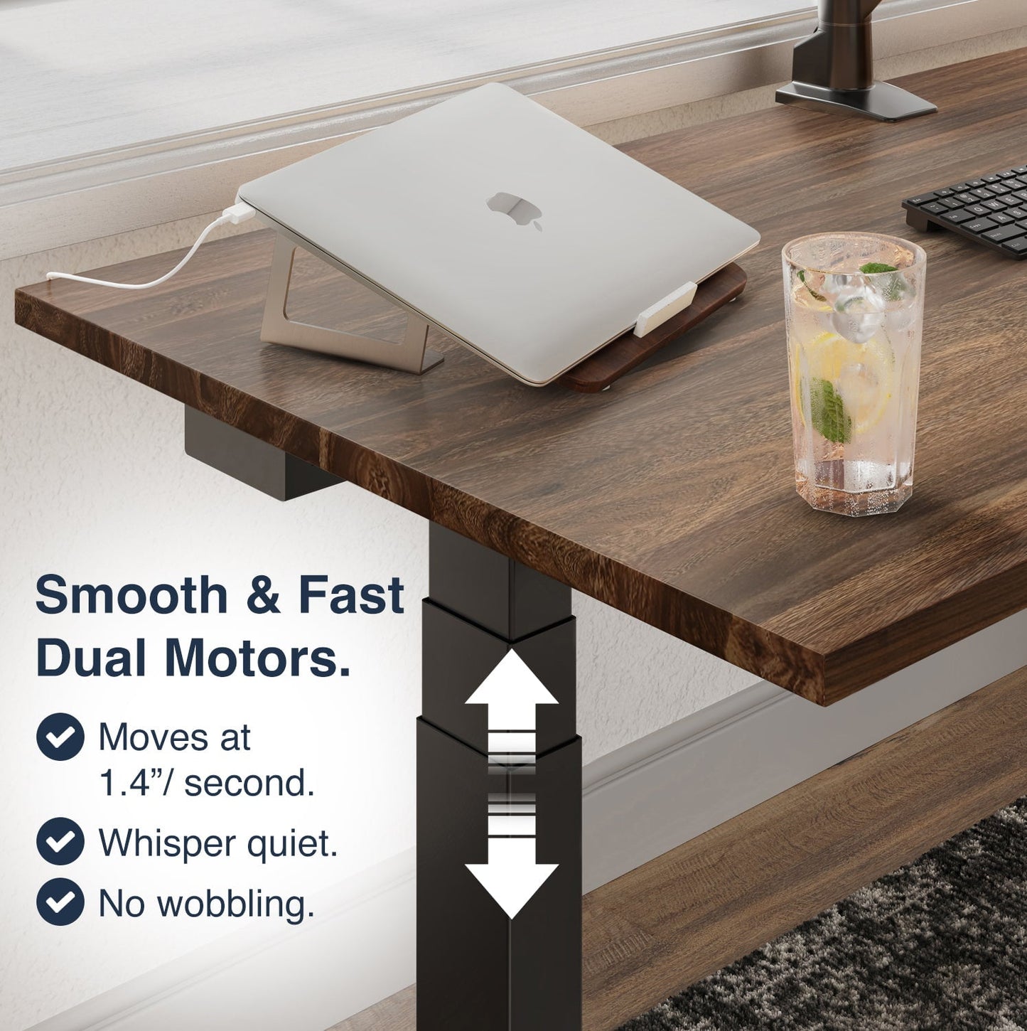 Desky - Dual Hardwood Sit Stand Desk - Pheasant wood / 72 X 30 Inches / Gray - Serious Techies