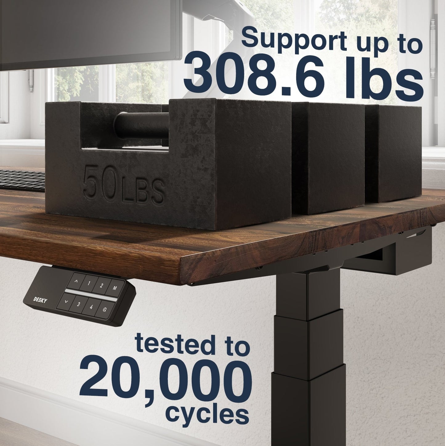 Desky - Dual Hardwood Sit Stand Desk - Pheasant wood / 72 X 30 Inches / Gray - Serious Techies