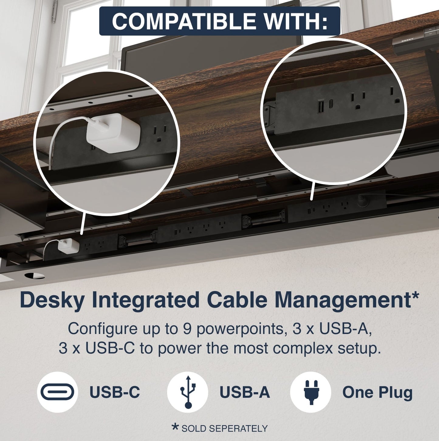 Desky - Dual Hardwood Sit Stand Desk - Pheasant wood / 72 X 30 Inches / Gray - Serious Techies